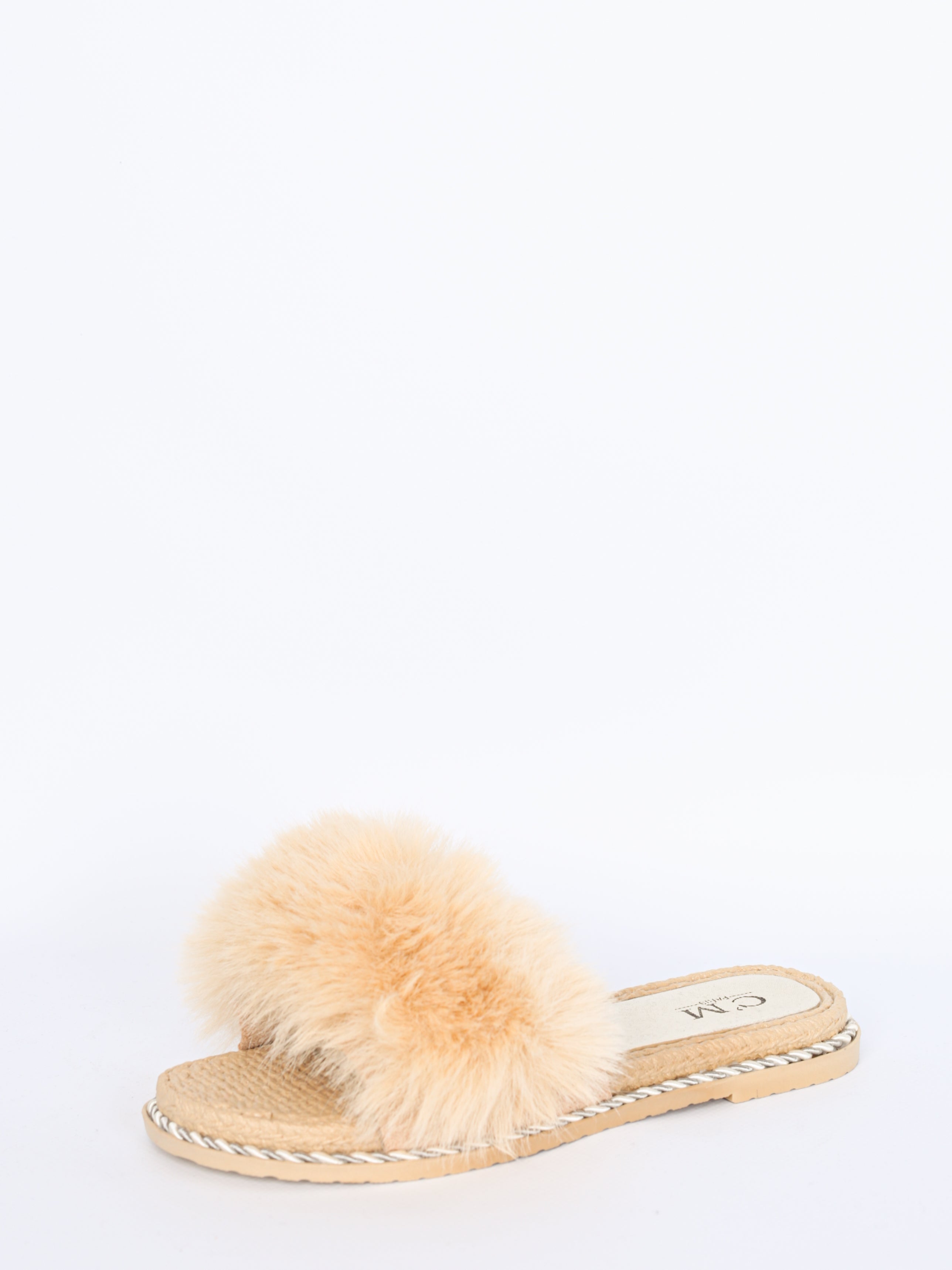 Pels slippers m. snoning