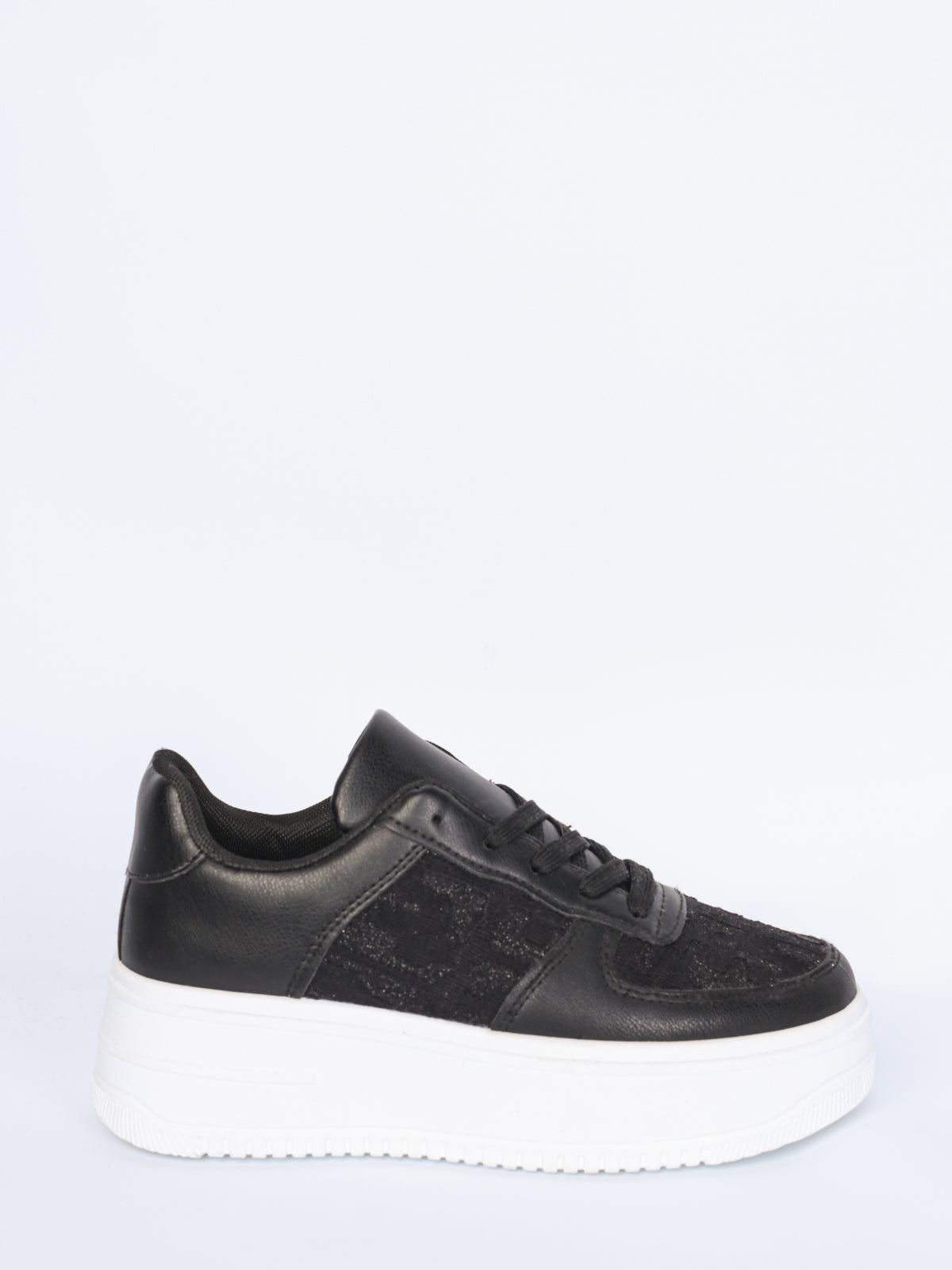 Sneakers med tyk sål og glimmer sort