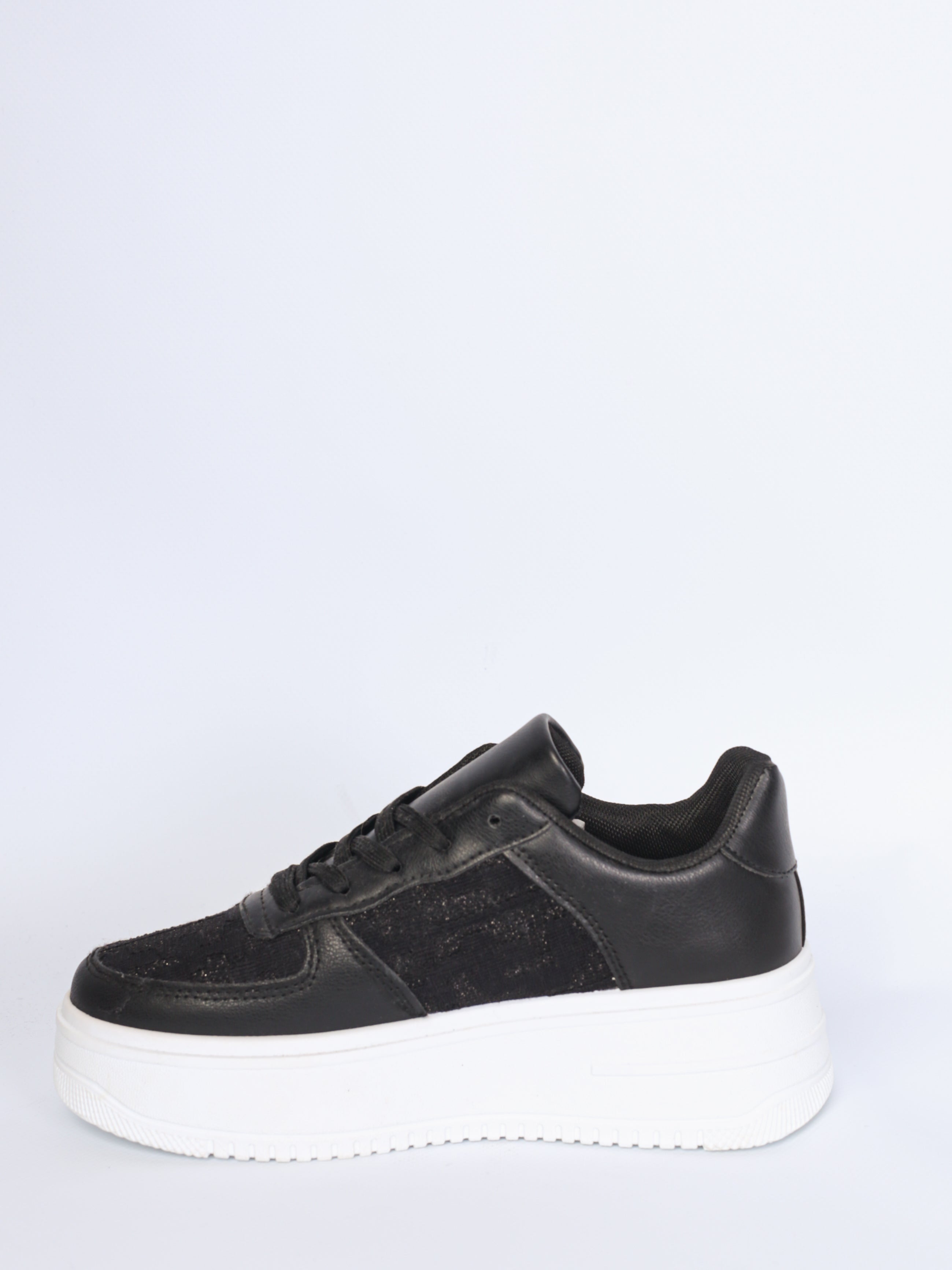 Sneakers med tyk sål og glimmer sort