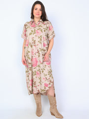 Krone 1 shirt dress with floral print and slit