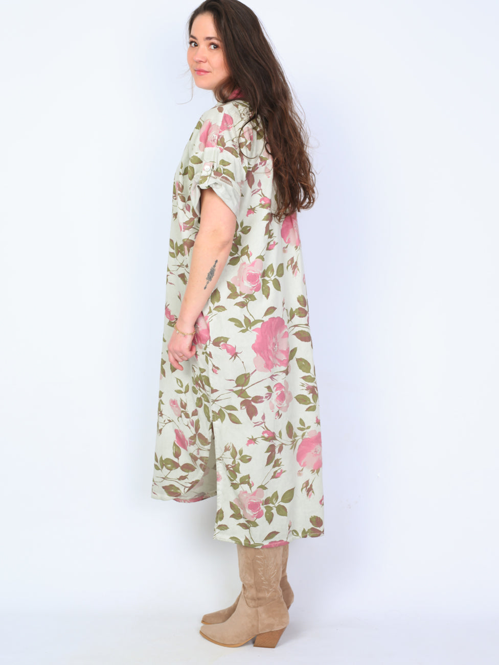 Krone 1 shirt dress with floral print and slit