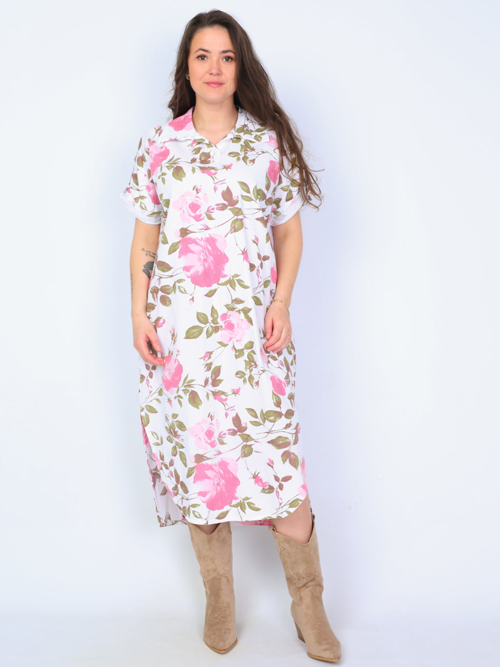 Krone 1 shirt dress with floral print and slit