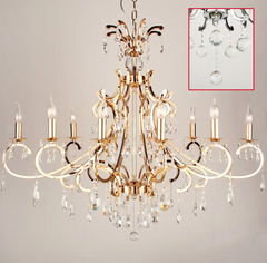 Lysekrone guld med 10 arme 118 x 37 x 80 cm