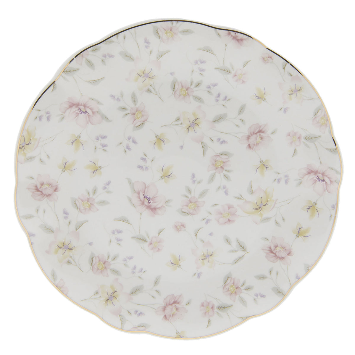Large plate with floral motif and gold edge