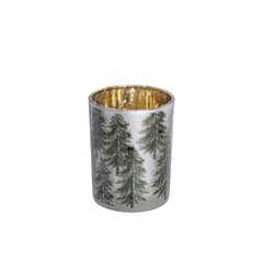 Candle holder with Christmas trees 10x10x12.5 cm