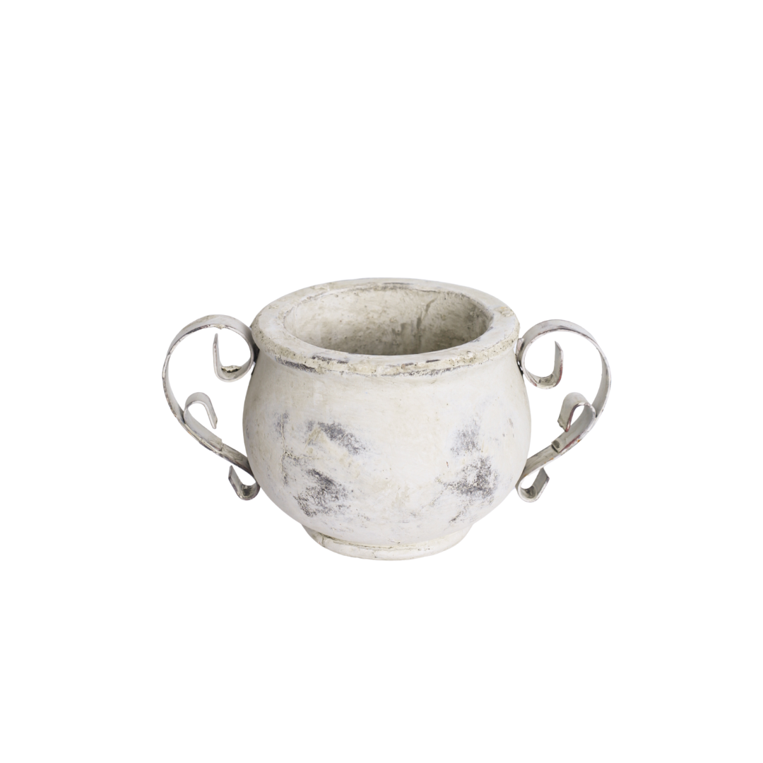 Topf Valo, cremelwhite, Keramik, 20x14x11 cm