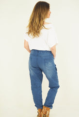 Relaxed trousers with pockets denim look