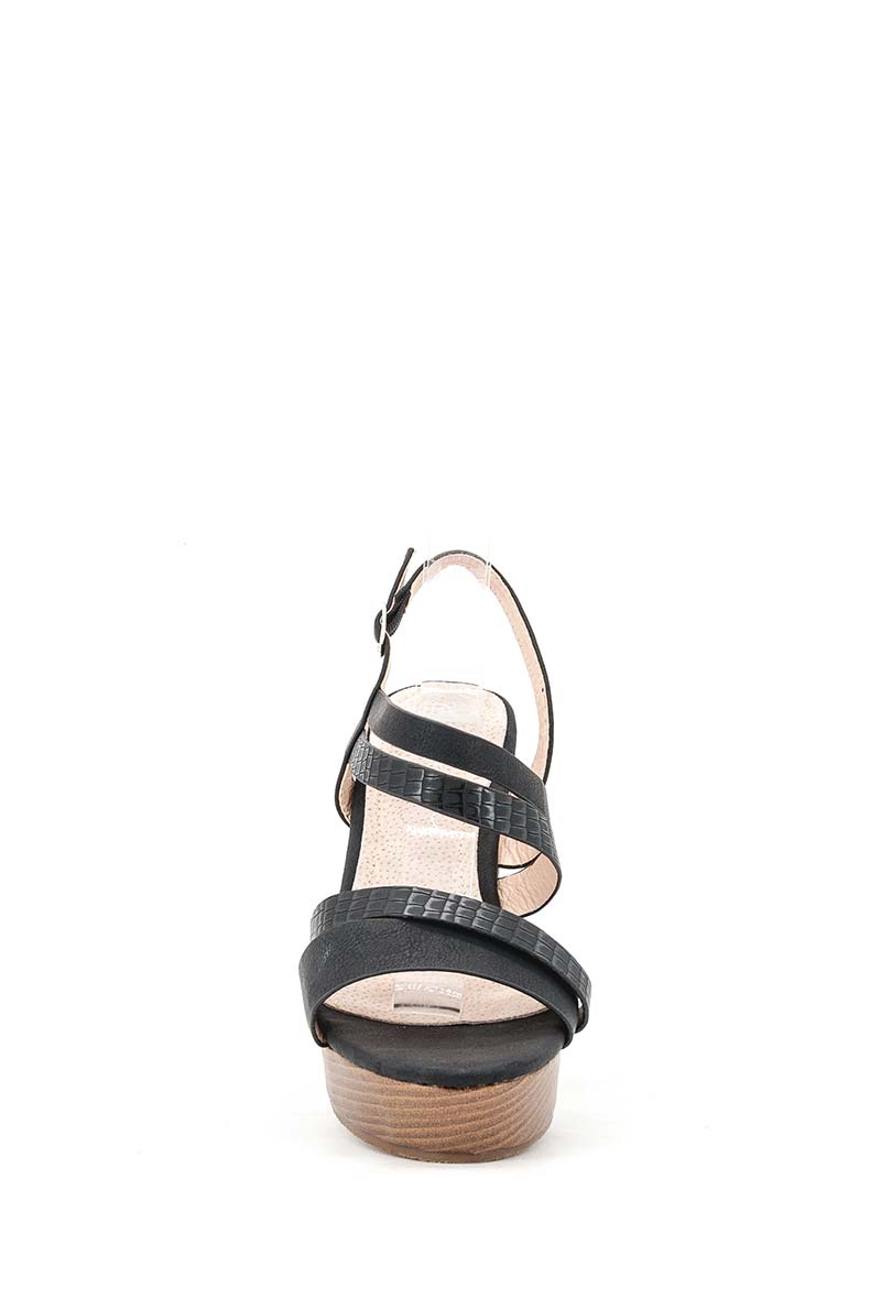 Krone 1 - Kilehæl sandaler (store størrelser) sort