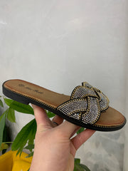 Flade sandaler m. bling