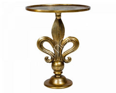 Side table w/lily ALU RAW/GOLD 51x51x67