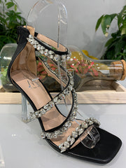 Stilettos with bling and clear heel