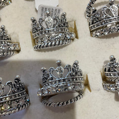 Bling ring med krone sæt af 3