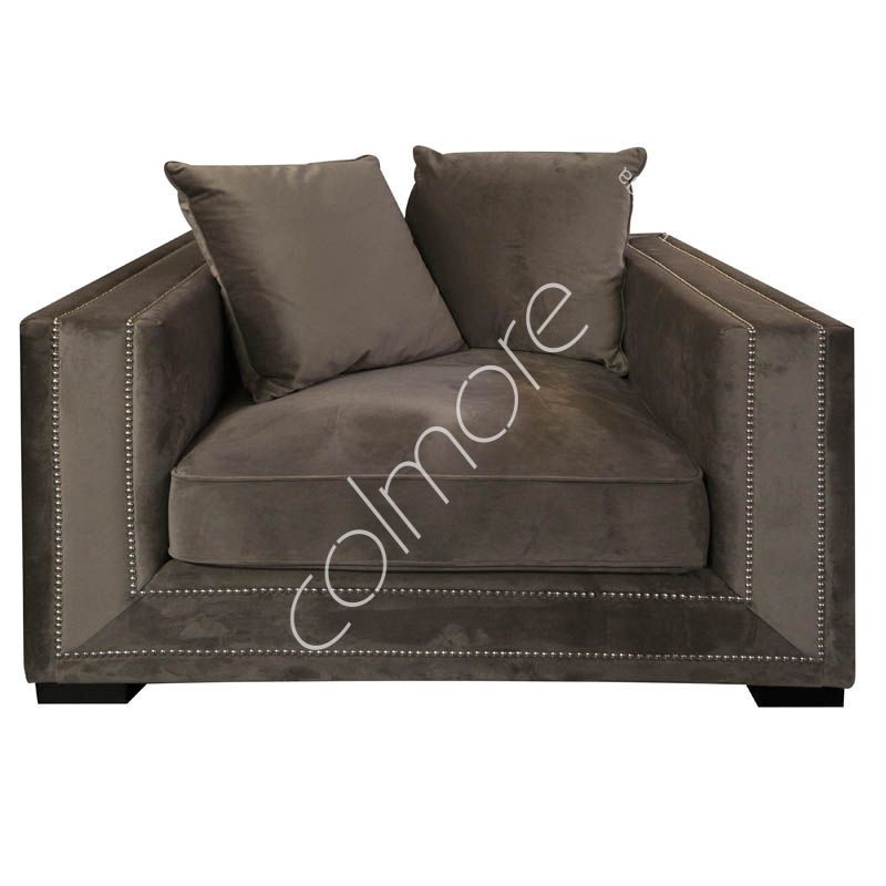 Lænestol Venice taupe velour 111x106x64cm - MÅ IKKE SÆTTES NED