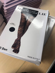 Agnese - Nylonstrømper Med Zebra Sort