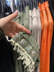 Hætte bluse med palietter khaki - 120cm by Krone 1