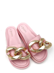 Lyserød sandaler med kæde
