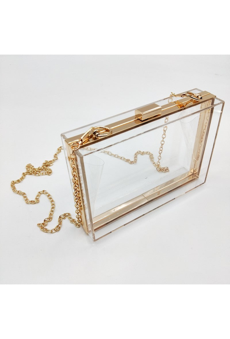 Transparent bag with gold chain