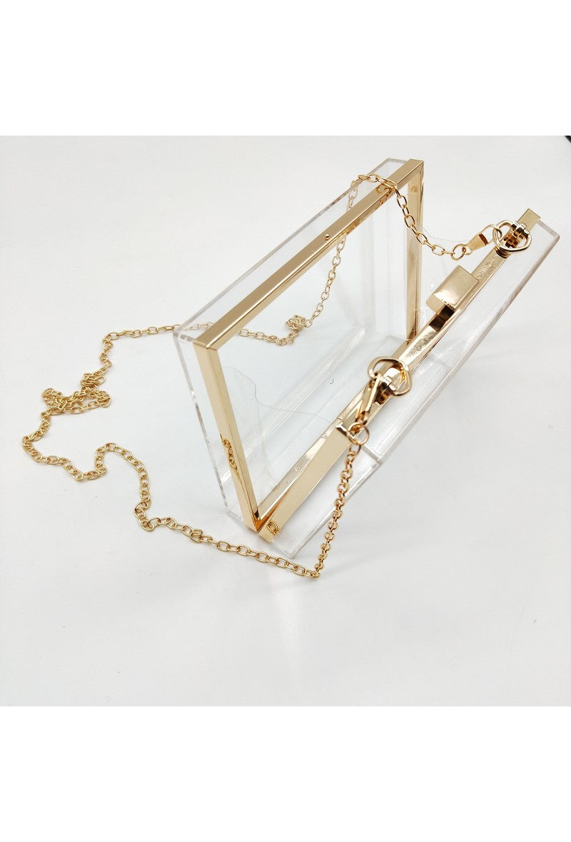 Transparent bag with gold chain