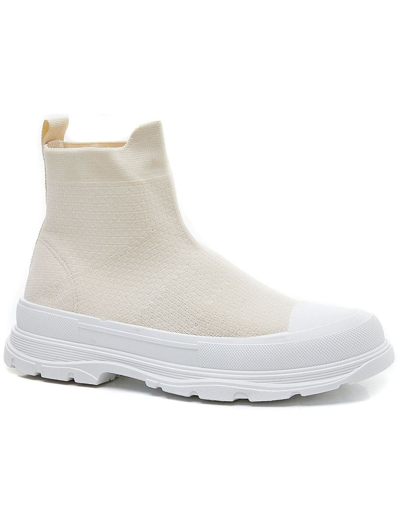 Sock boots with white sole