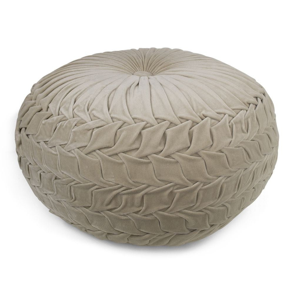 pouffe velvet smock taupe 50x50cm