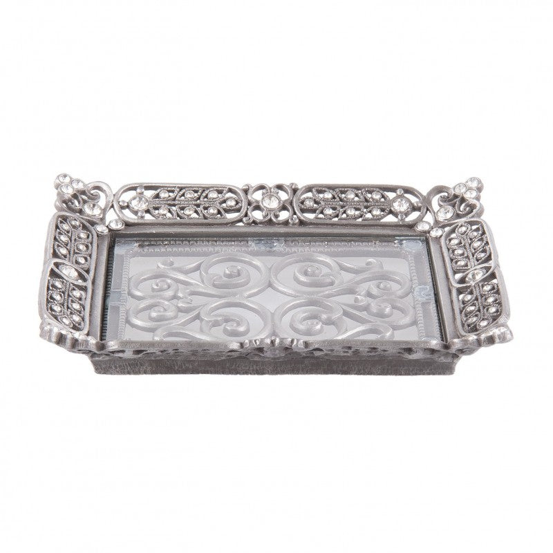 Bakke Sølvfarvet 13x10x2 cm Dekorativ lille bakke i metal