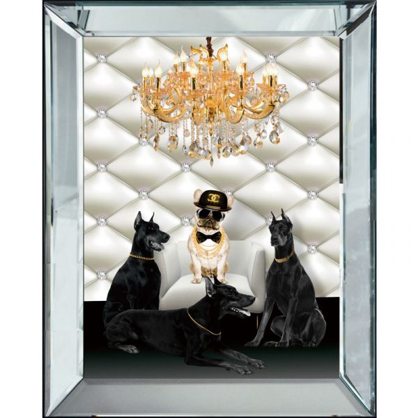Billede med facet kant French Bulldog 40x50x4.5cm
