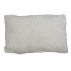 White rabbit fur oblong pillow 30x50cm